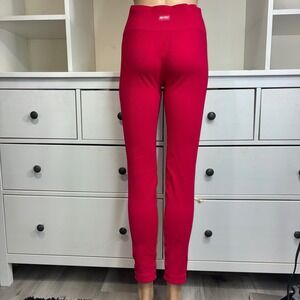 BO+TEE Ribbed High Waist Activewear Leggings Bright Red Womens Size M